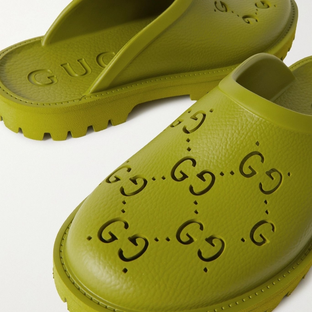 Green Gucci clogs